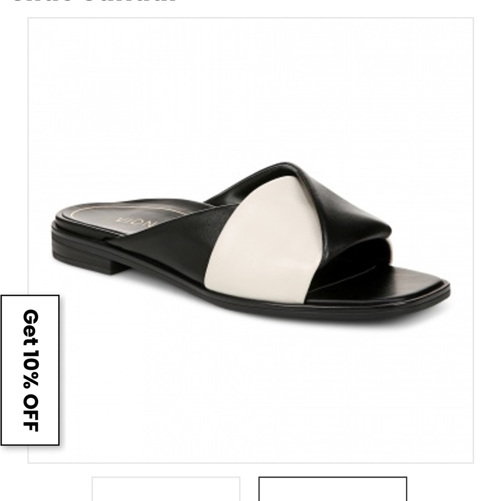 Vionic Black and White Crisscross Slides “Miramar “